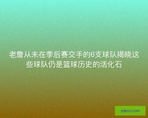 老詹从未在季后赛交手的6支球队揭晓这些球队仍是篮球历史的活化石
