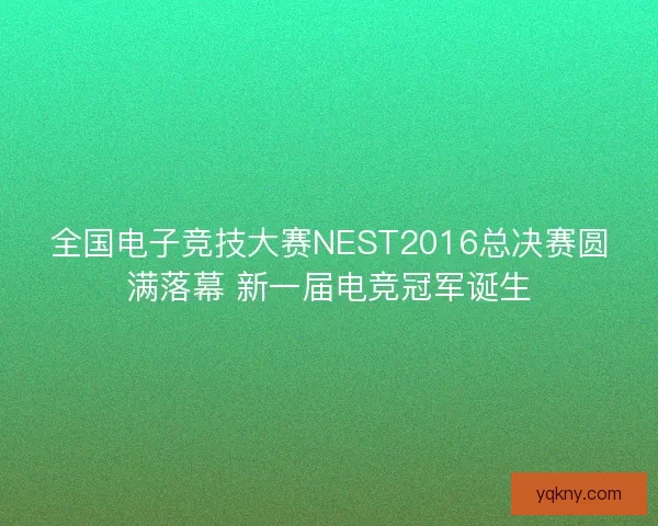 全国电子竞技大赛NEST2016总决赛圆满落幕 新一届电竞冠军诞生